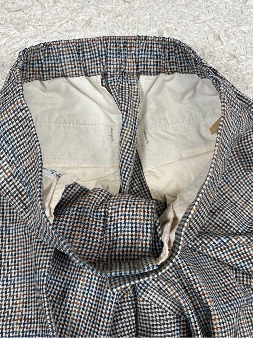 45R Check Pattern Wool Slacks Pants - Picture 6 of 15